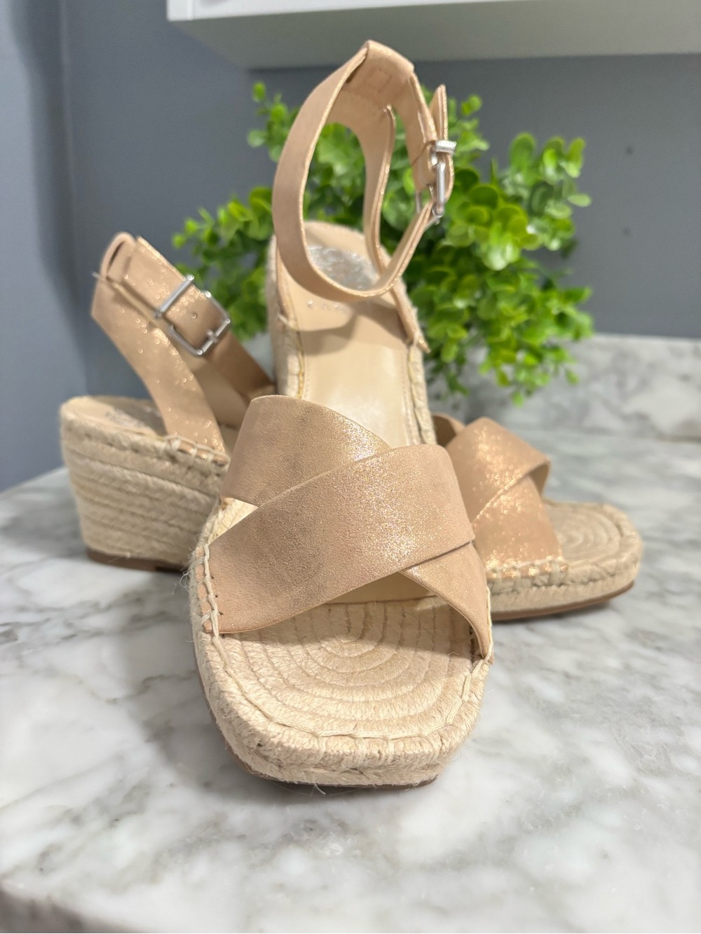 Vince Camuto Neutral Tan Espadrille Wedge Sandals